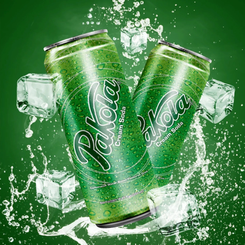 Two cans of Pakola on green background