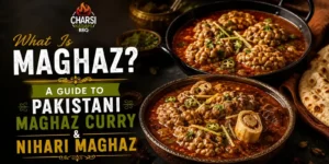 Pakistani Maghaz curry and Nihari Maghaz served with traditional spices and naan.